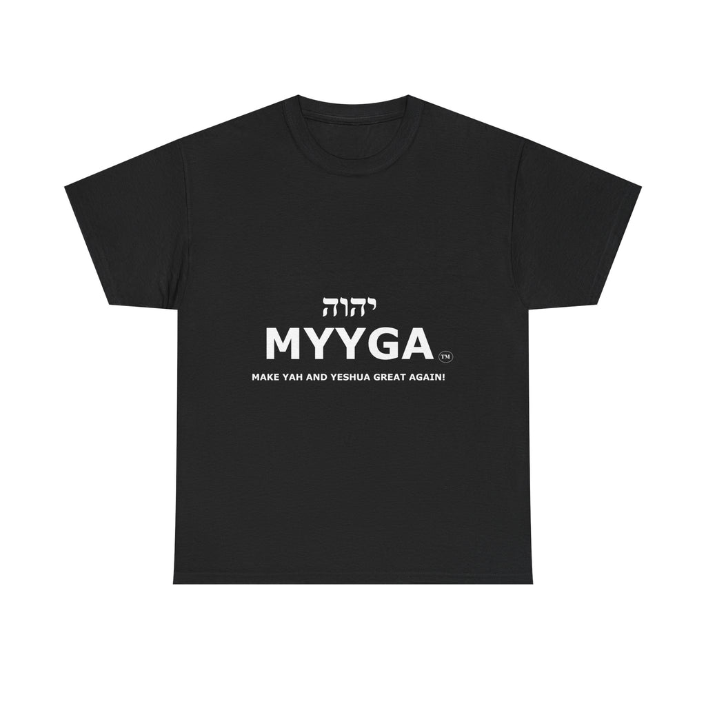 MYYGA - Make Yah And Yahshua Great Again - logo tee | Hebrew lettering graphic shirt