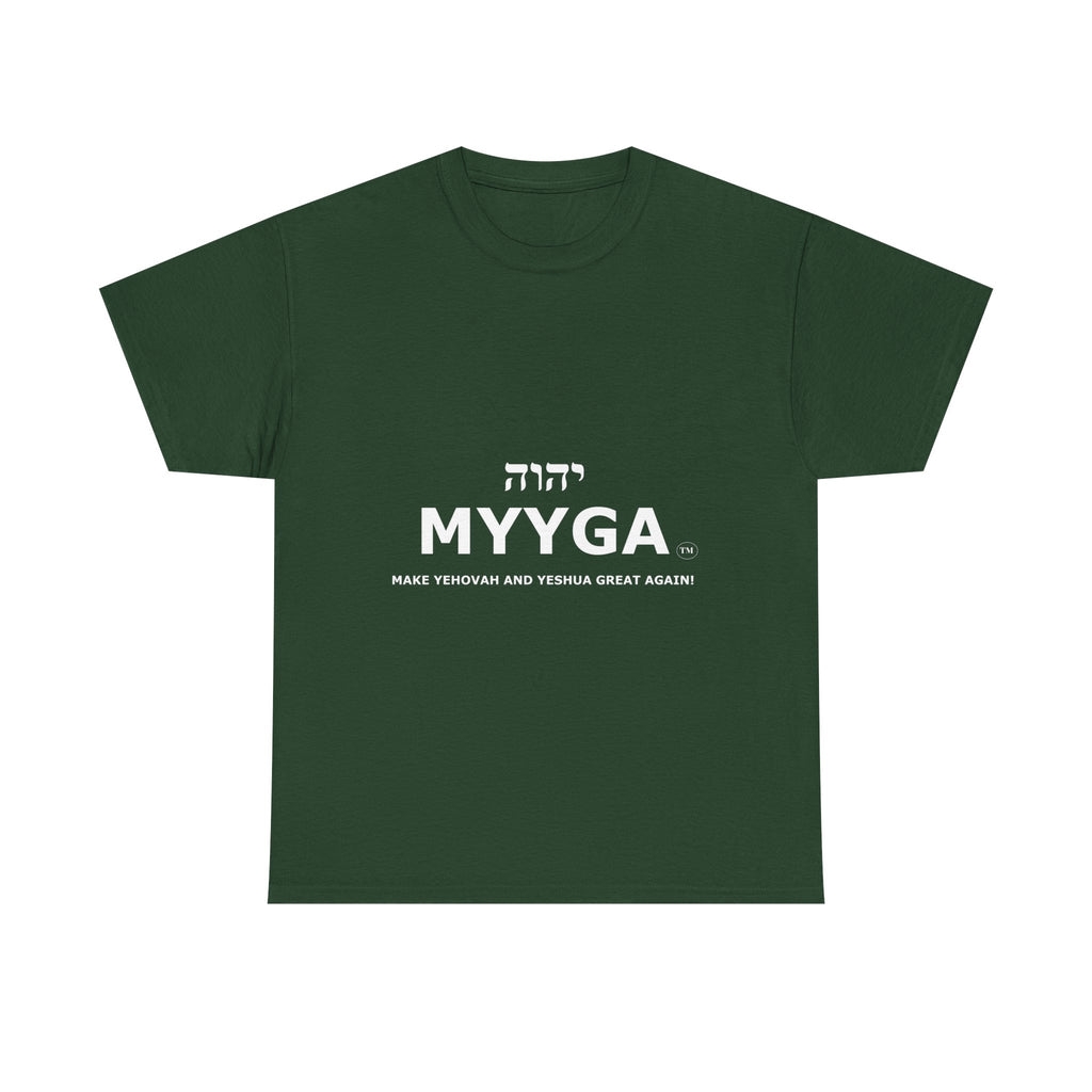 MYYGA - Make Yehovah And Yeshua Great Again - logo tee | Hebrew lettering graphic shirt
