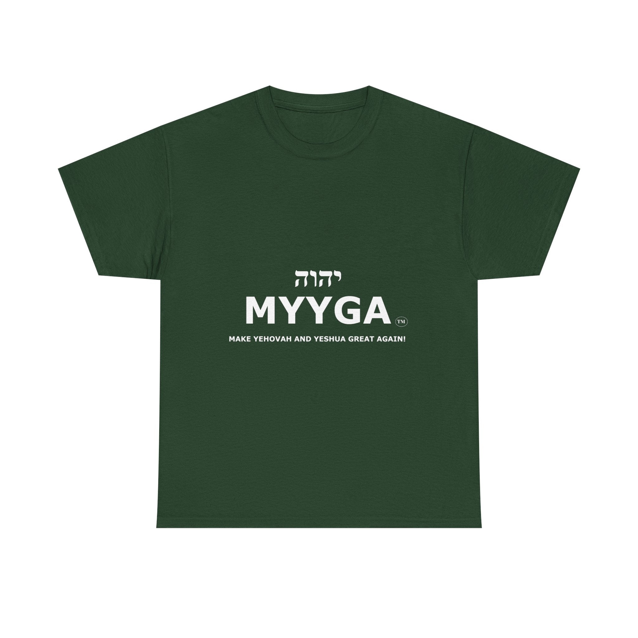 MYYGA - Make Yehovah And Yeshua Great Again - logo tee | Hebrew lettering graphic shirt