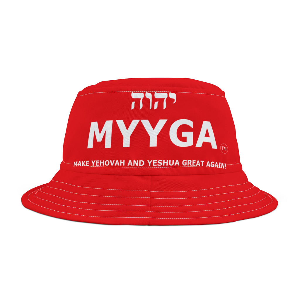 MYYGA - Make Yehovah And Yeshua Great Again - Solid Red Bucket Hat | All-Over Print Bucket Hat