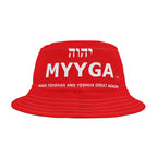MYYGA - Make Yehovah And Yeshua Great Again - Solid Red Bucket Hat | All-Over Print Bucket Hat