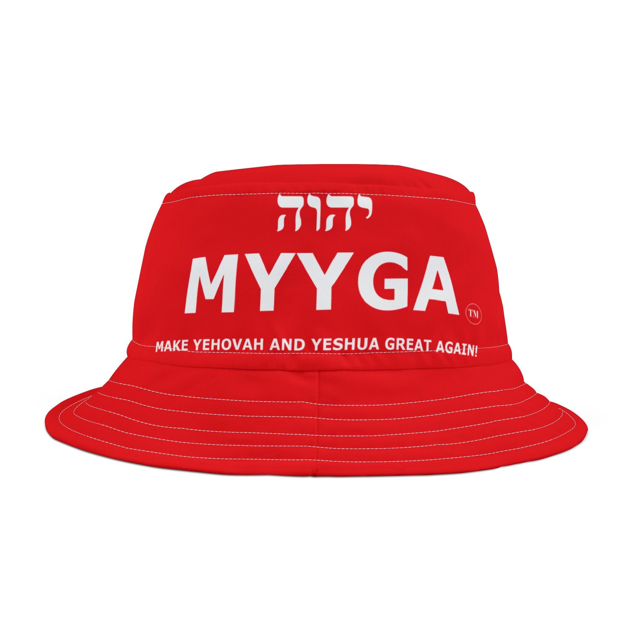 MYYGA - Make Yehovah And Yeshua Great Again - Solid Red Bucket Hat | All-Over Print Bucket Hat