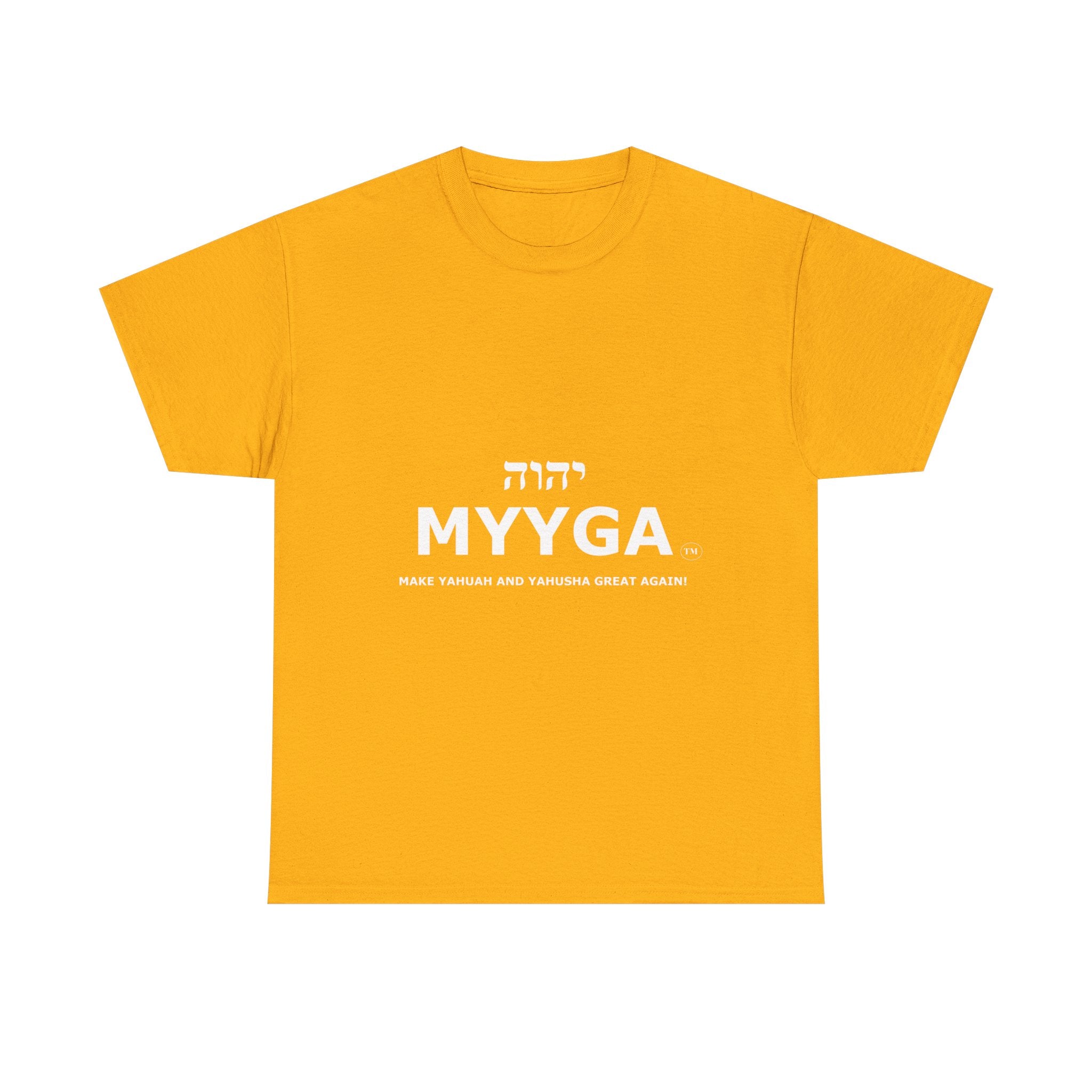 MYYGA - Make Yahuah And Yahusha Great Again - logo tee | Hebrew lettering graphic shirt