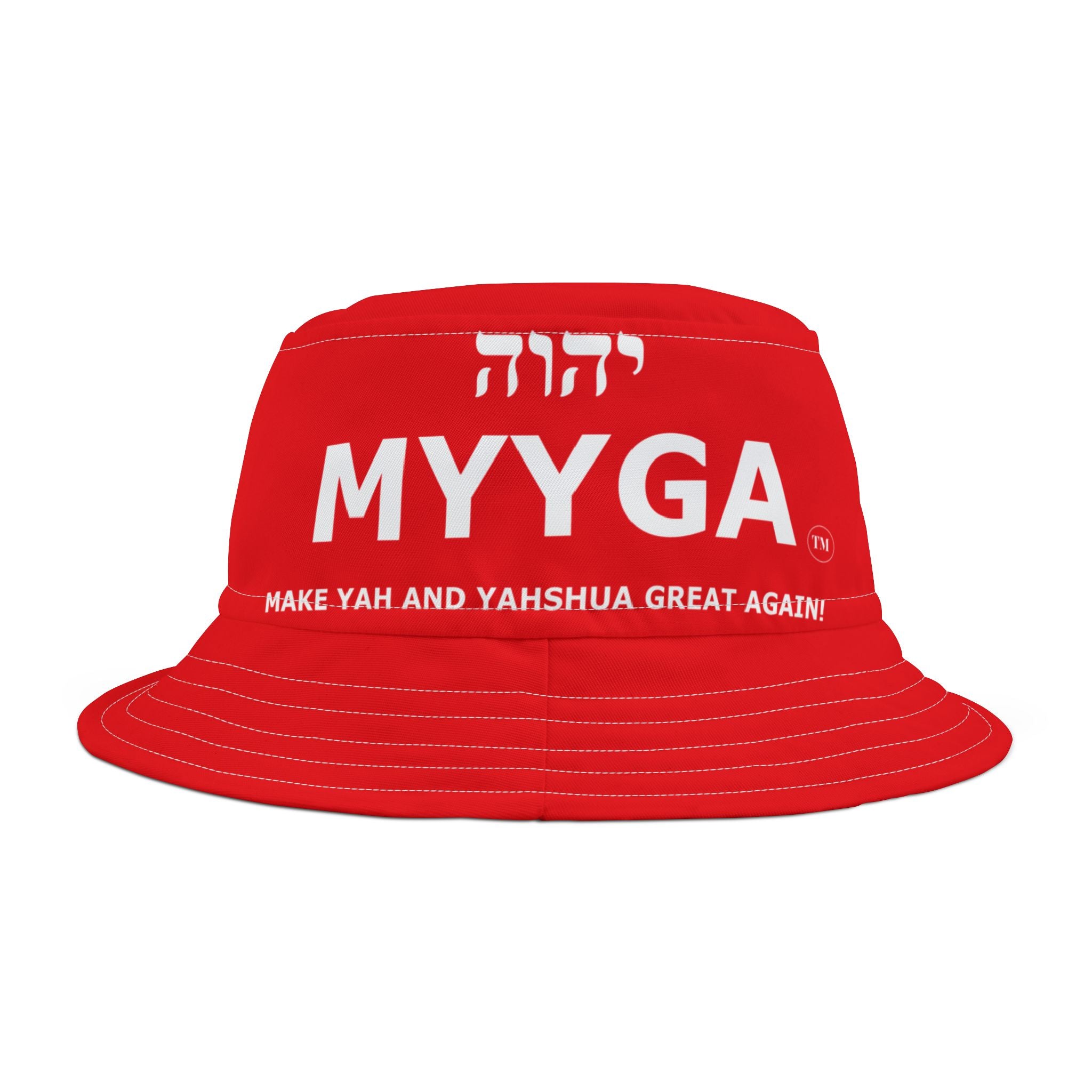 MYYGA - Make Yah And Yeshua Great Again - Solid Red Bucket Hat | All-Over Print Bucket Hat