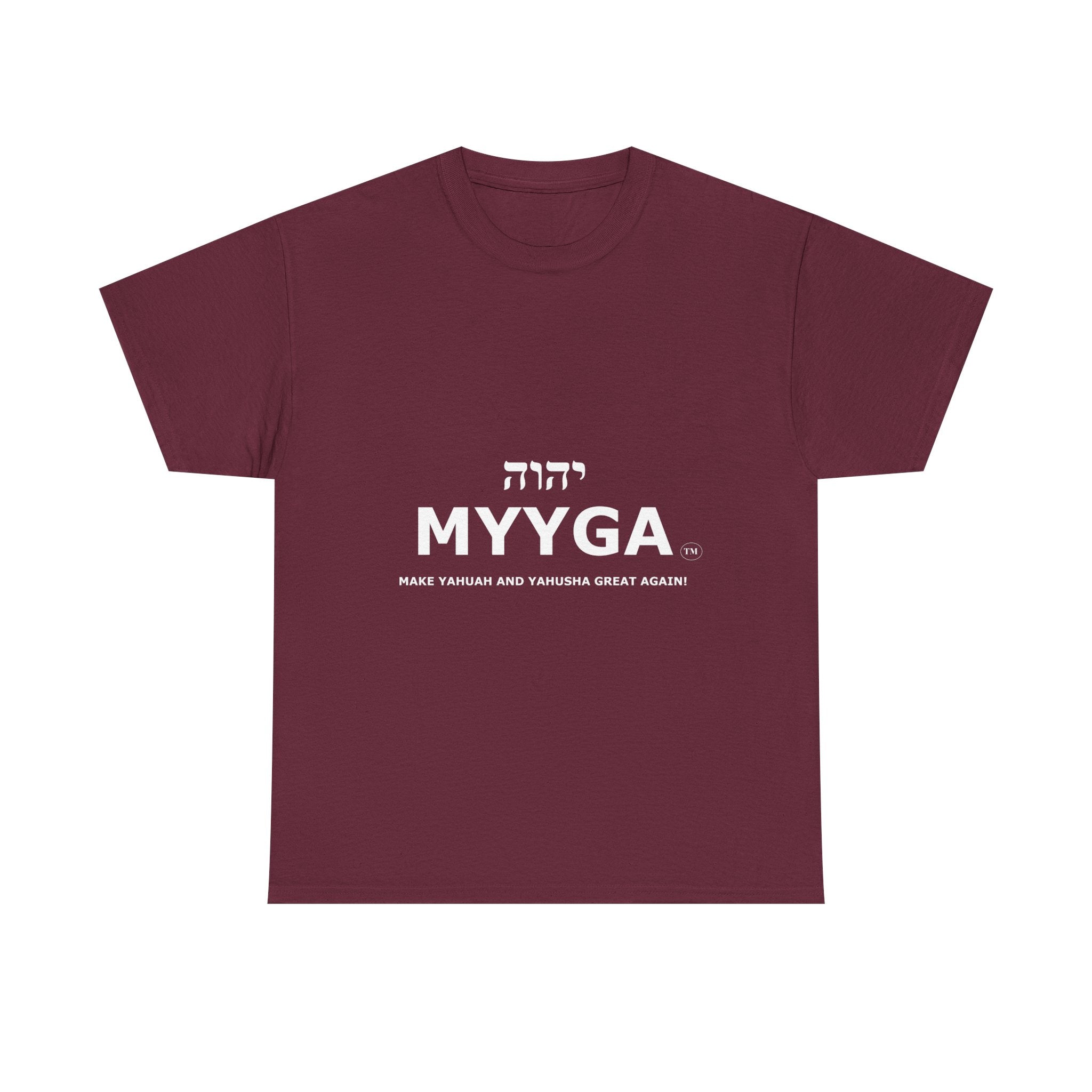 MYYGA - Make Yahuah And Yahusha Great Again - logo tee | Hebrew lettering graphic shirt