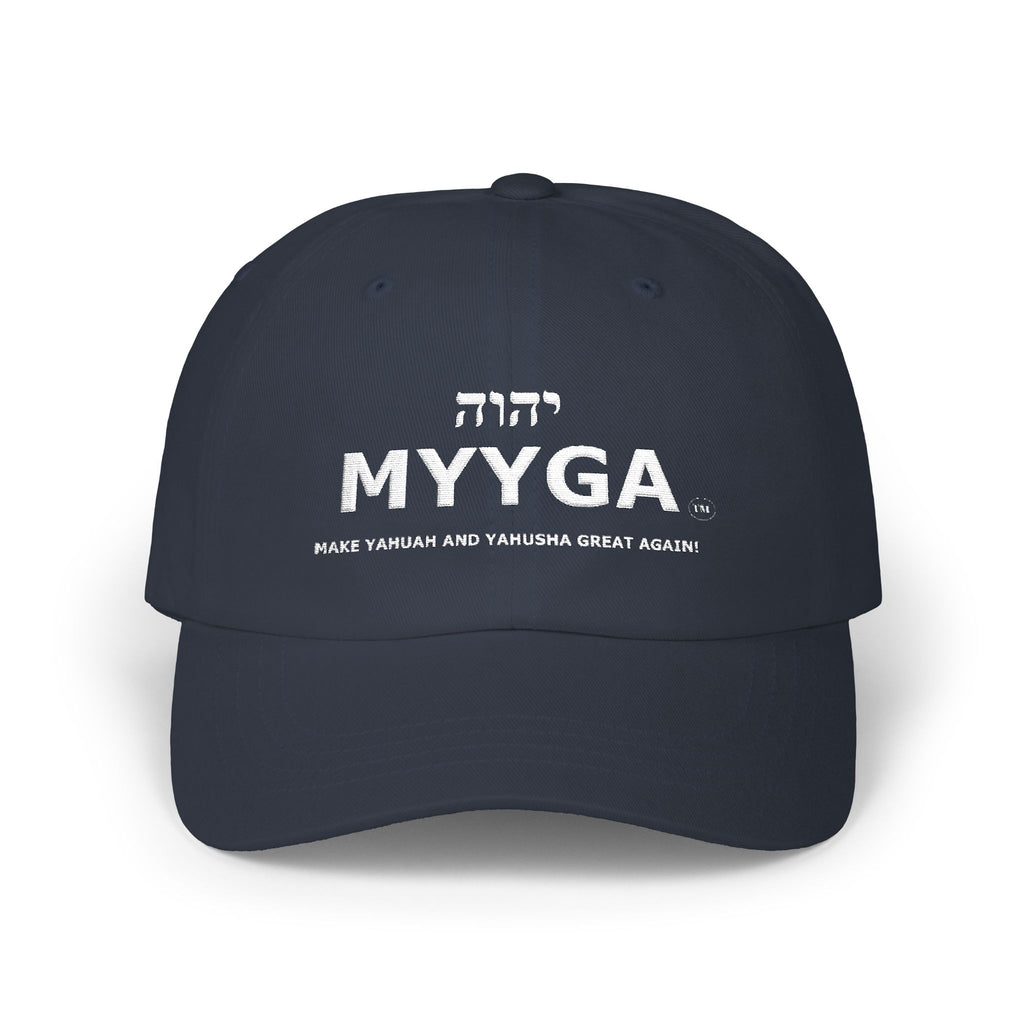 MYYGA - Make Yahuah And Yahusha Great Again - distressed logo Classic Dad Cap | vintage embroidered baseball hat