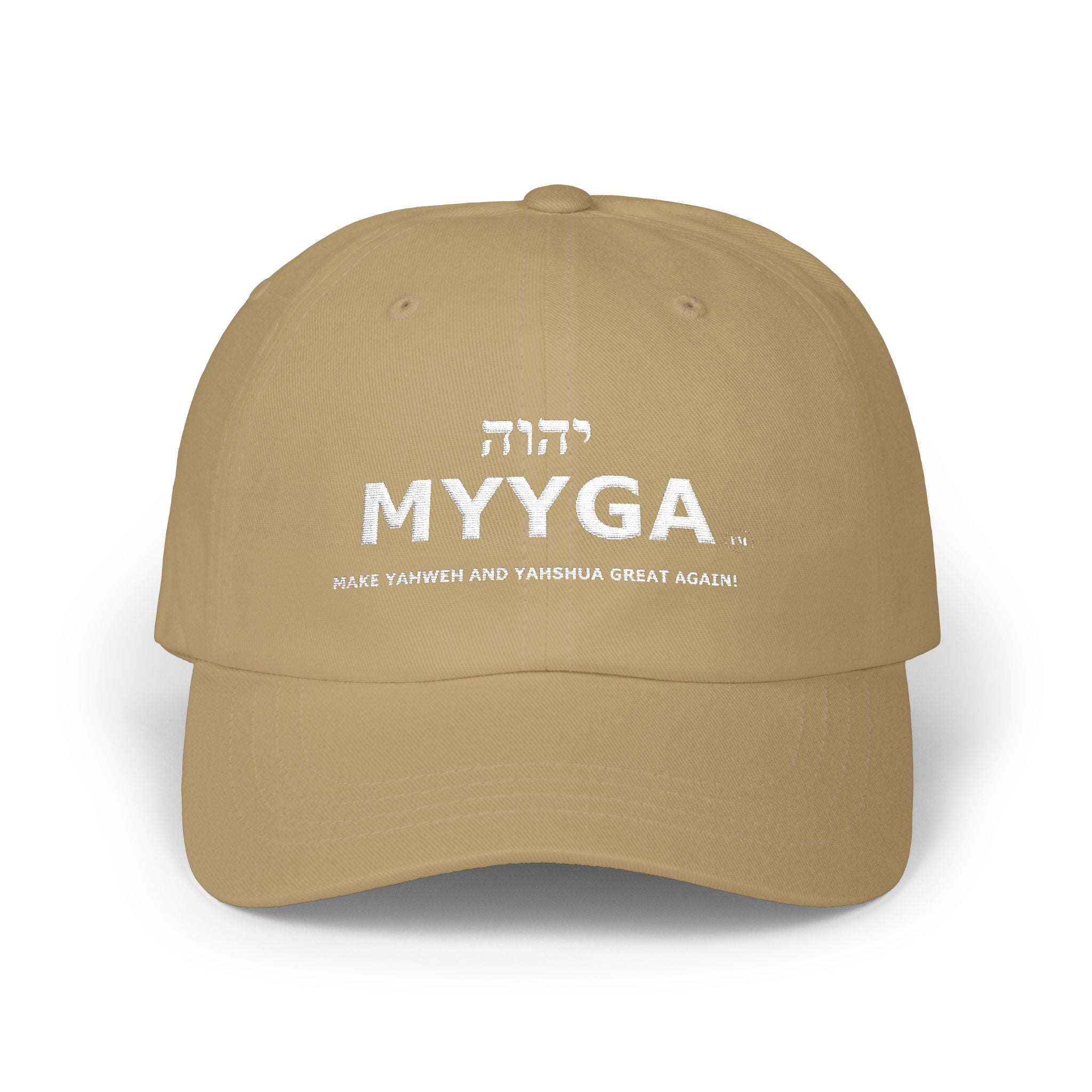 MYYGA - Make Yahweh And Yahshua Great Again - distressed logo Classic Dad Cap | vintage embroidered baseball hat