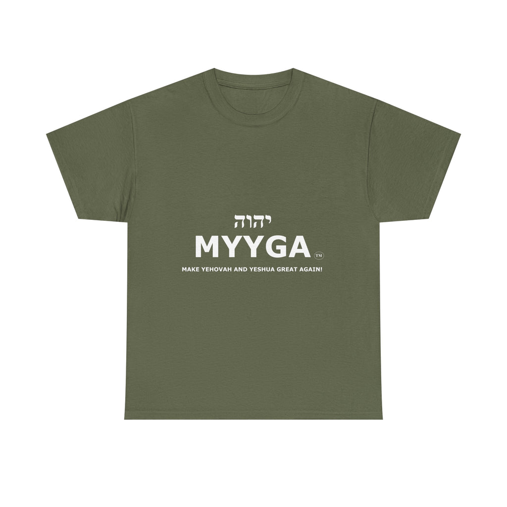 MYYGA - Make Yehovah And Yeshua Great Again - logo tee | Hebrew lettering graphic shirt