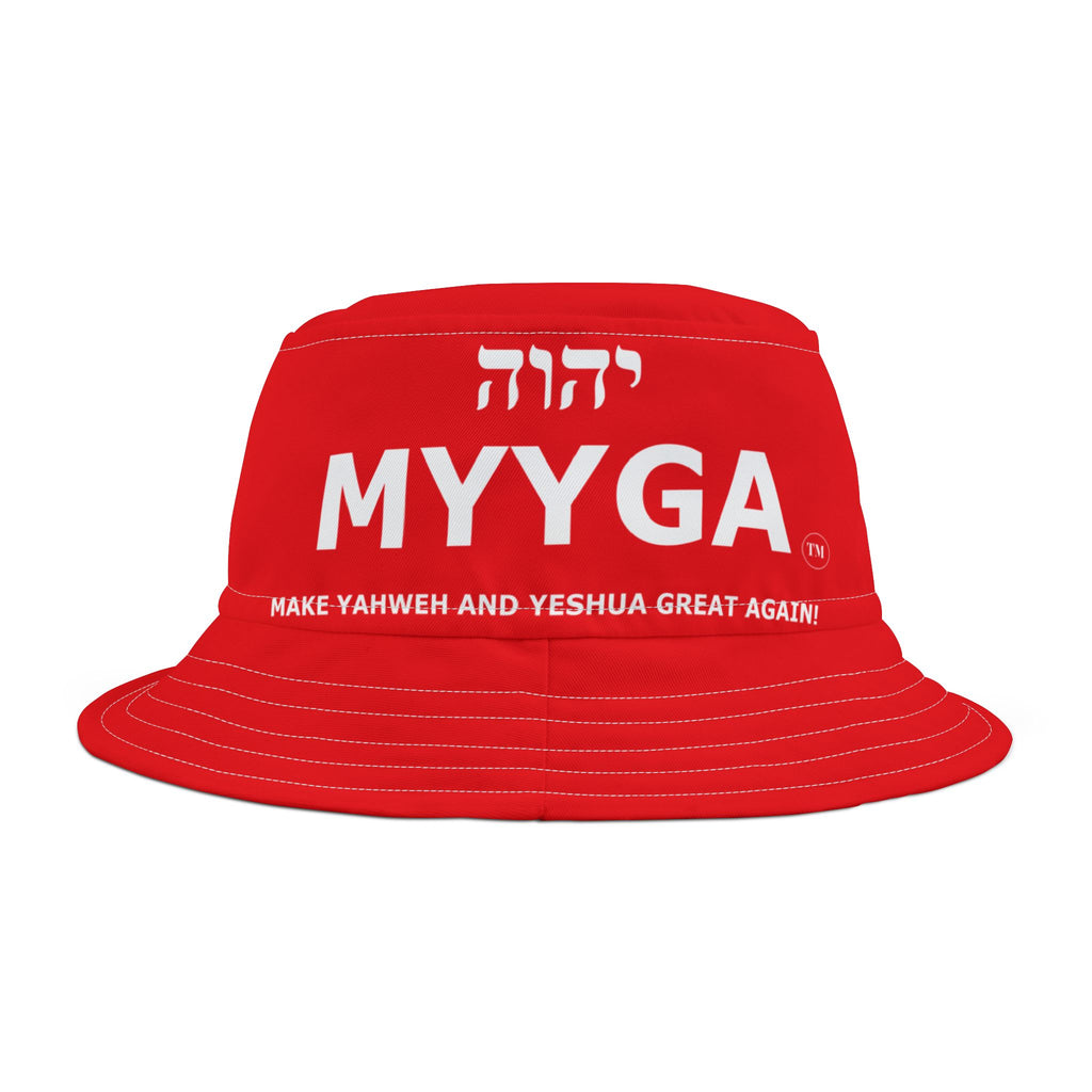 MYYGA - Make Yahweh And Yeshua Great Again - Solid Red Bucket Hat | All-Over Print Bucket Hat