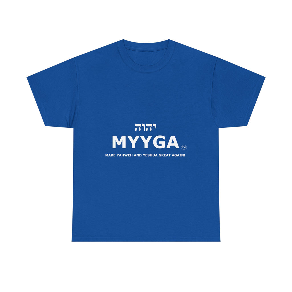 MYYGA - Make Yahweh And Yeshua Great Again - logo tee | Hebrew lettering graphic shirt