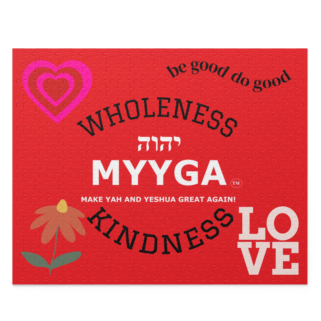 MYYGA - Make Yah And Yahshua Great Again - Puzzle | red logo Hebrew text, jigsaw